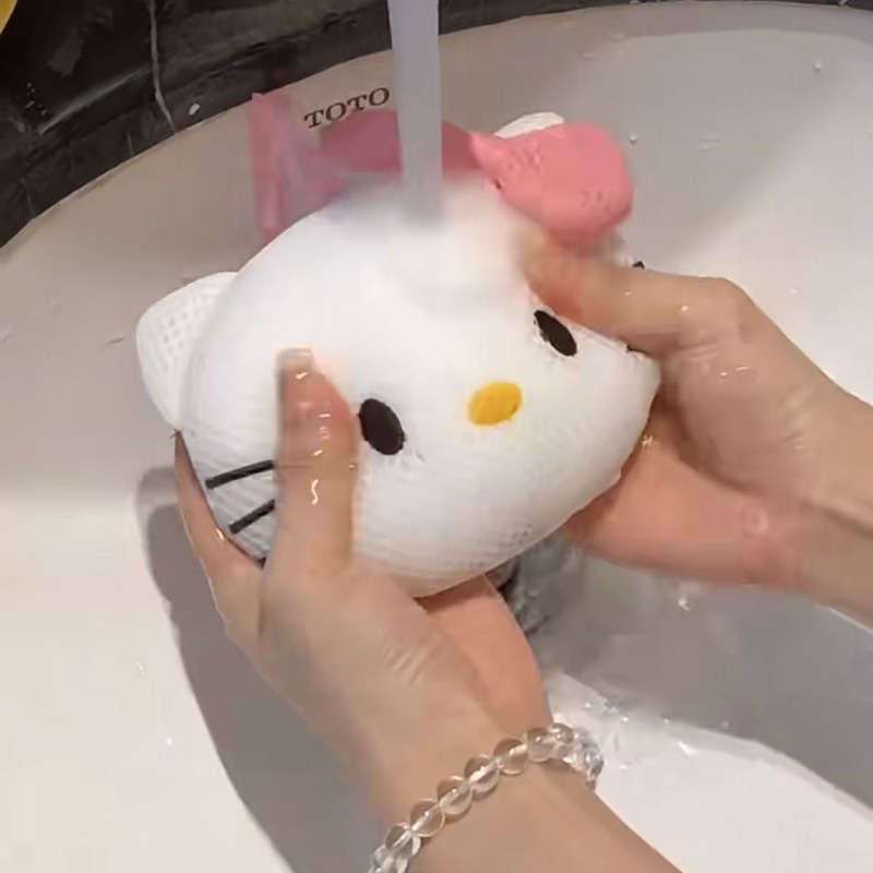1pc Sanrio Cute Bath Sponge - Soft Mesh Exfoliating Shower Scrubber