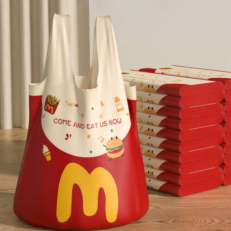 40pcs Cute Hamburger Print Disposable Trash Bags - High-Quality