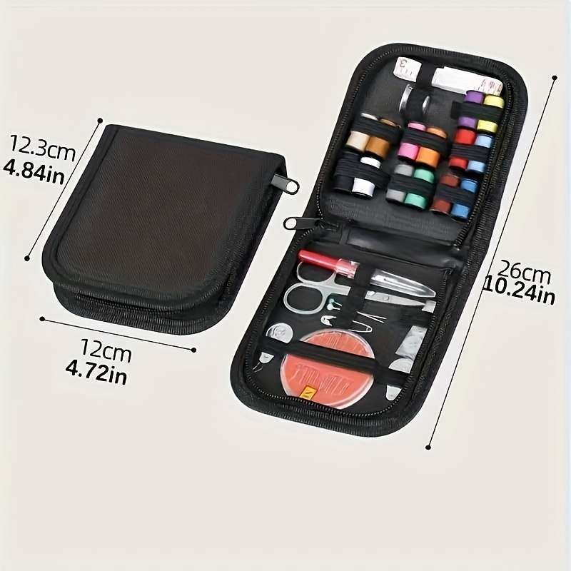 1pc Black Mini Travel Sewing Kit With Needles