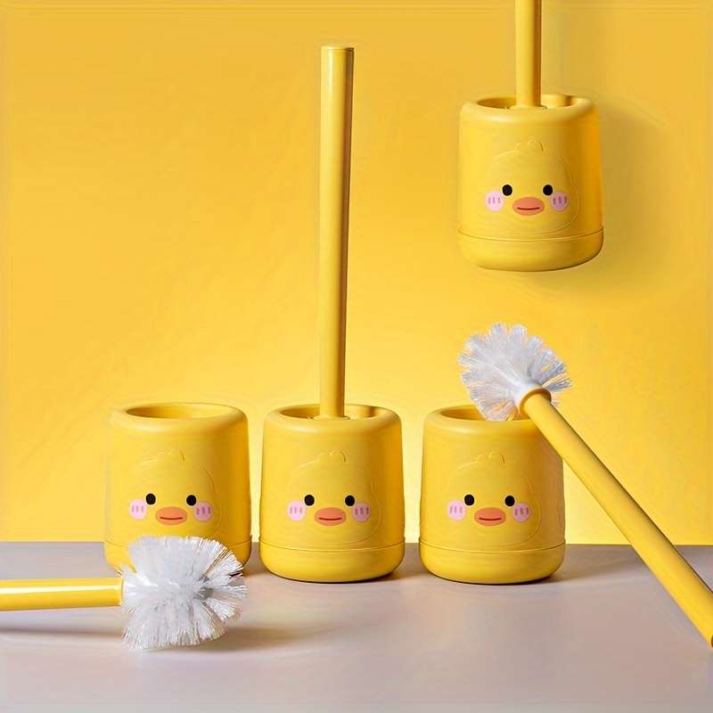 Cute Yellow Duck Silicone Toilet Brush Set