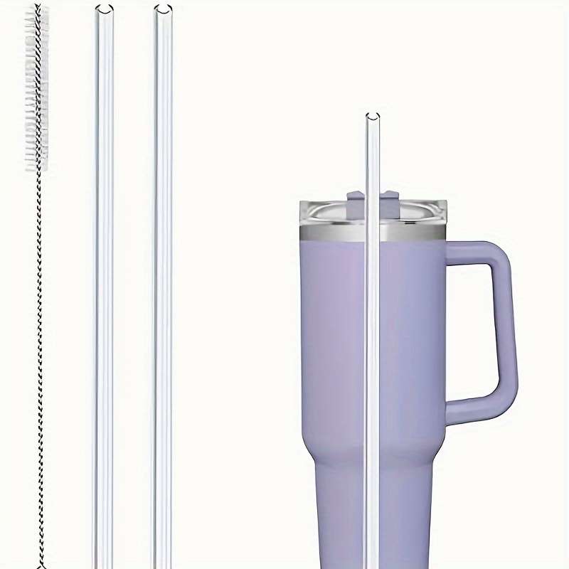 3 Reusable Transparent Straws With Cleaning Brushes