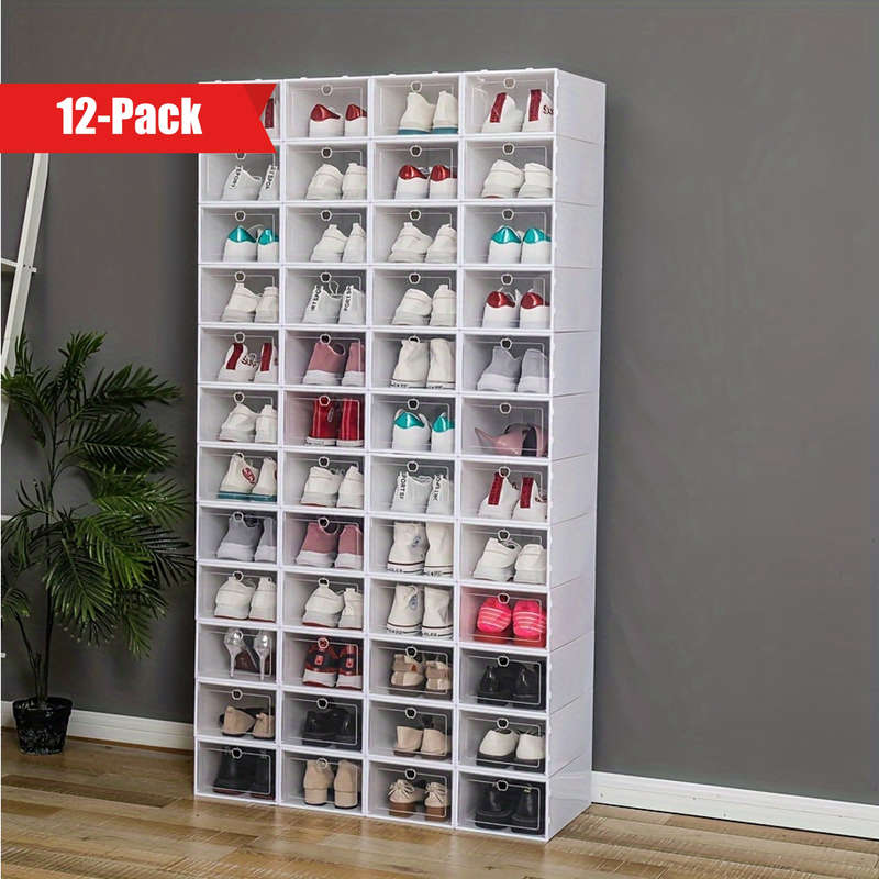 12 Plastic Shoe Storage Boxes