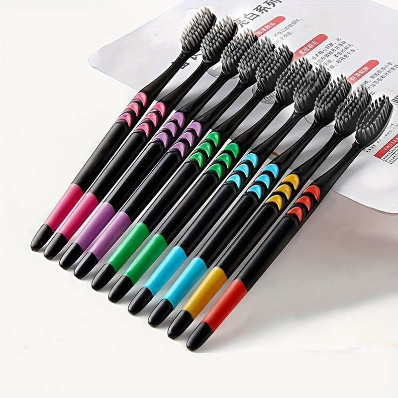 10pcs Multicolor Soft Bamboo Charcoal Toothbrushes