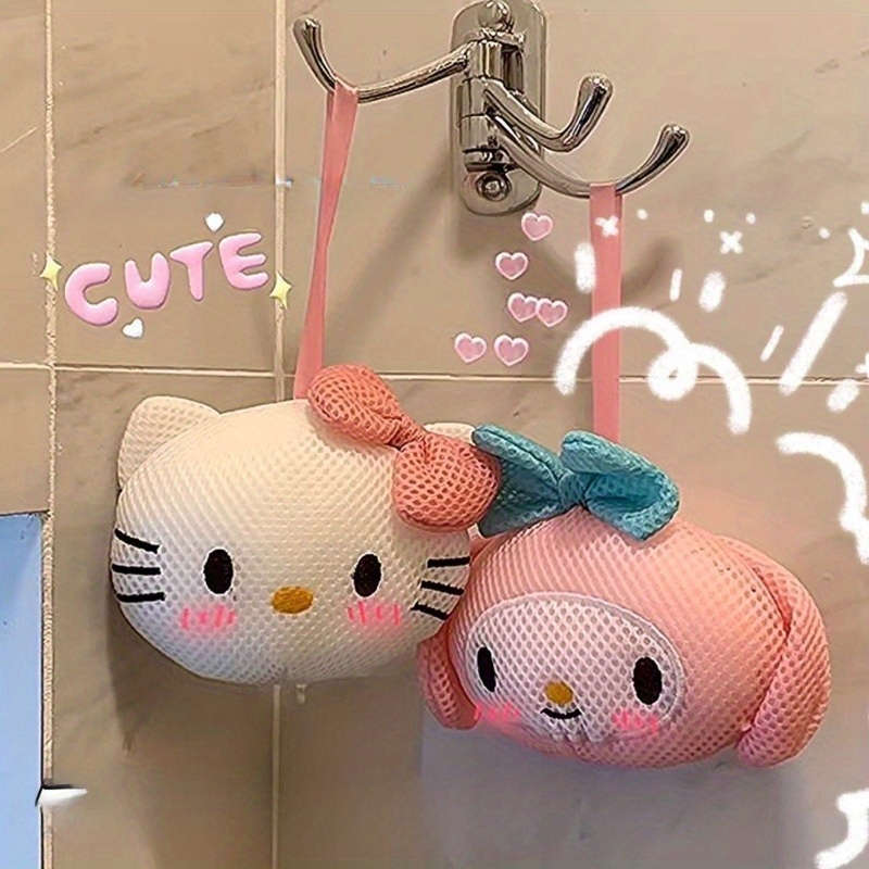 1pc Sanrio Cute Bath Sponge - Soft Mesh Exfoliating Shower Scrubber