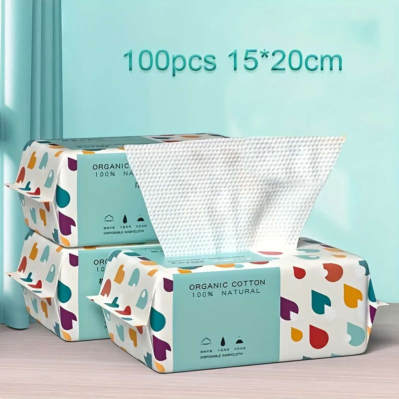 100pcs Premium Organic Disposable Face Towels