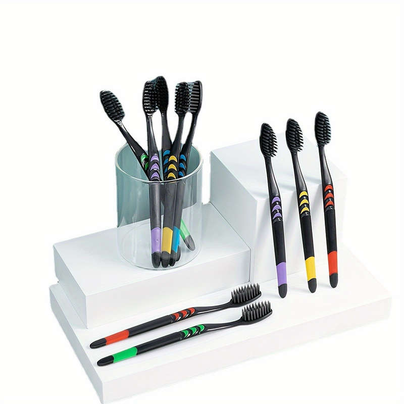 10pcs Multicolor Soft Bamboo Charcoal Toothbrushes