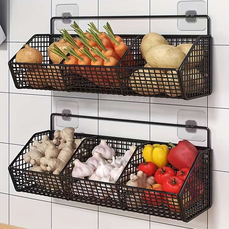 1pc Wall-Mounted Kitchen Storage Basket