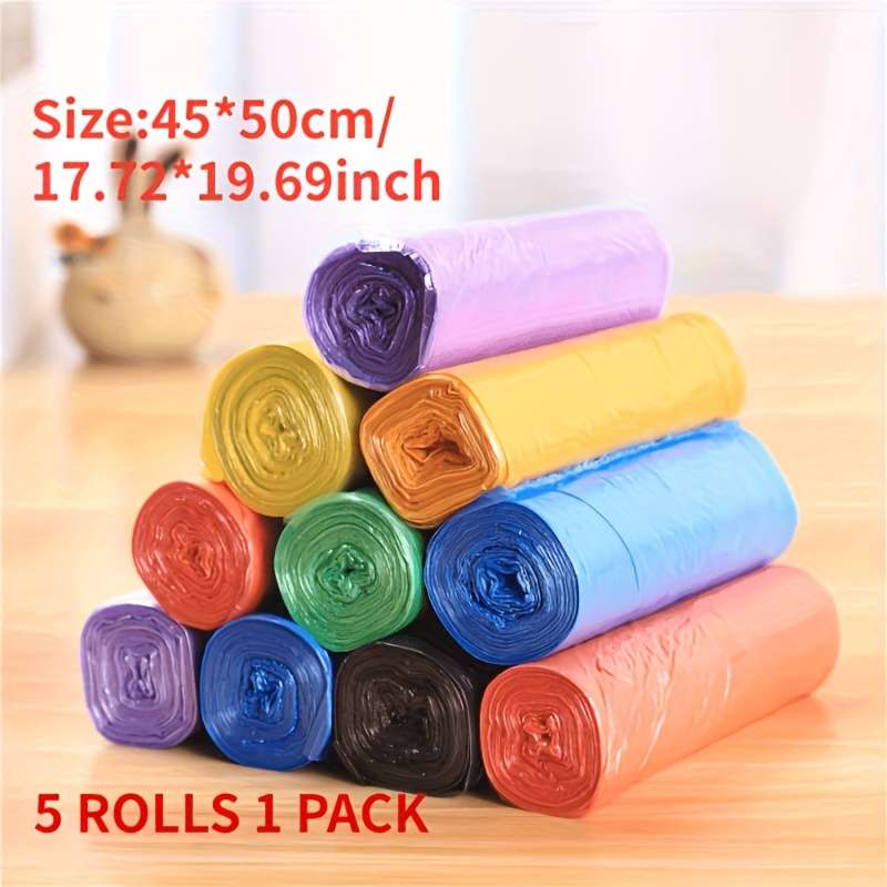Pack Of 5 Rolls, 100pcs Disposable Trash Bags,