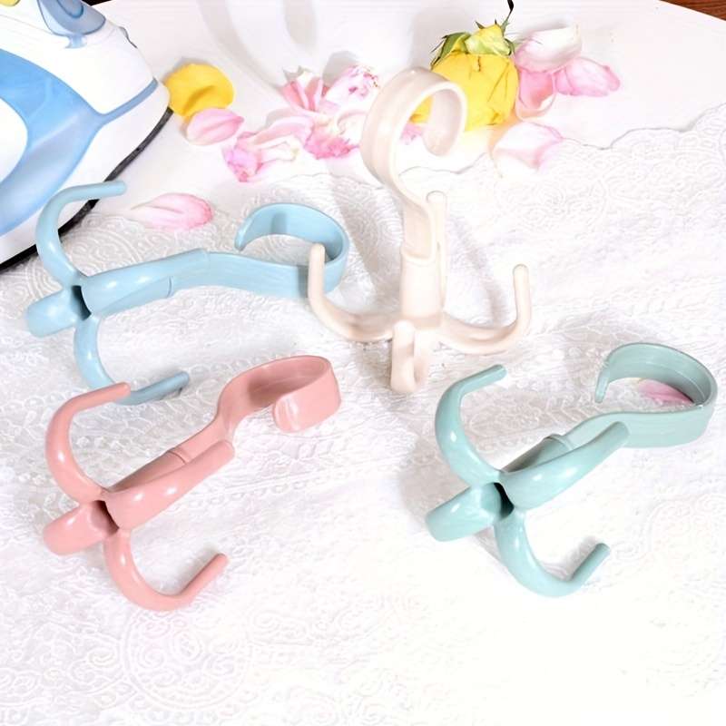 4pcs 360-Degree Rotatable Four-Claw Hook For Wardrobe And Tie Drying