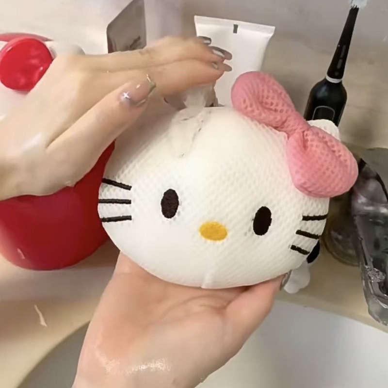 1pc Sanrio Cute Bath Sponge - Soft Mesh Exfoliating Shower Scrubber