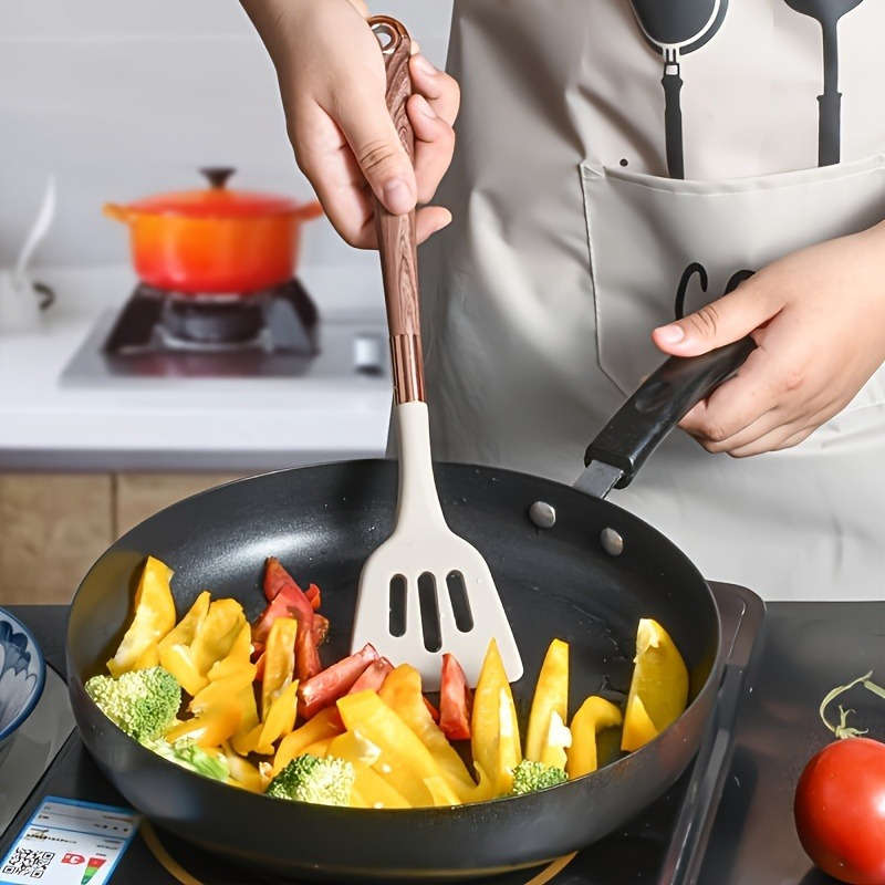1pc Premium Silicone Spatula Set With Wood Grain Handle - Heat