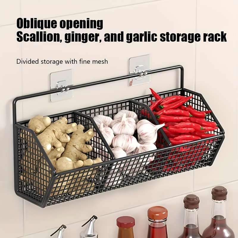 1pc Wall-Mounted Kitchen Storage Basket