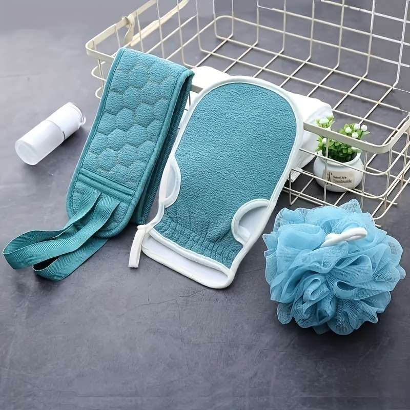 3pcs Bathing Set: Exfoliating Towel