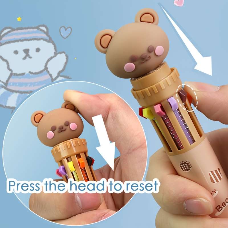 1 10-Color Cute Cartoon Panda Ballpoint Pen