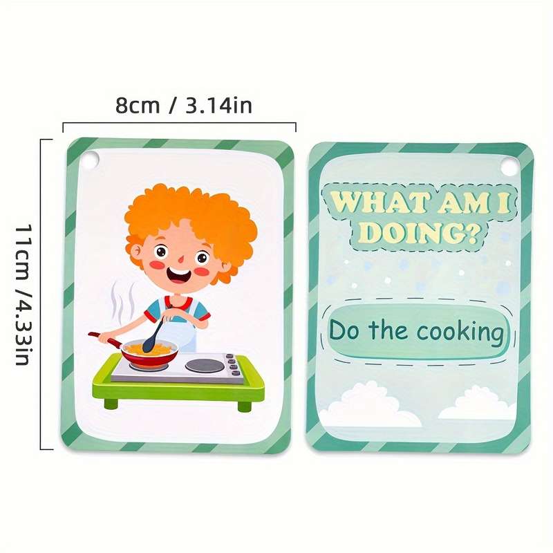 50 Cards My Daily Routine Action Verbs Flash Cards Educational Flash