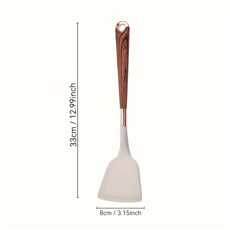 1pc Premium Silicone Spatula Set With Wood Grain Handle - Heat