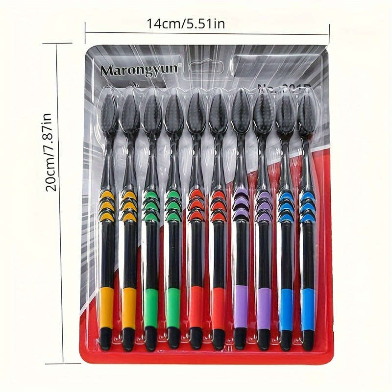 10pcs Multicolor Soft Bamboo Charcoal Toothbrushes