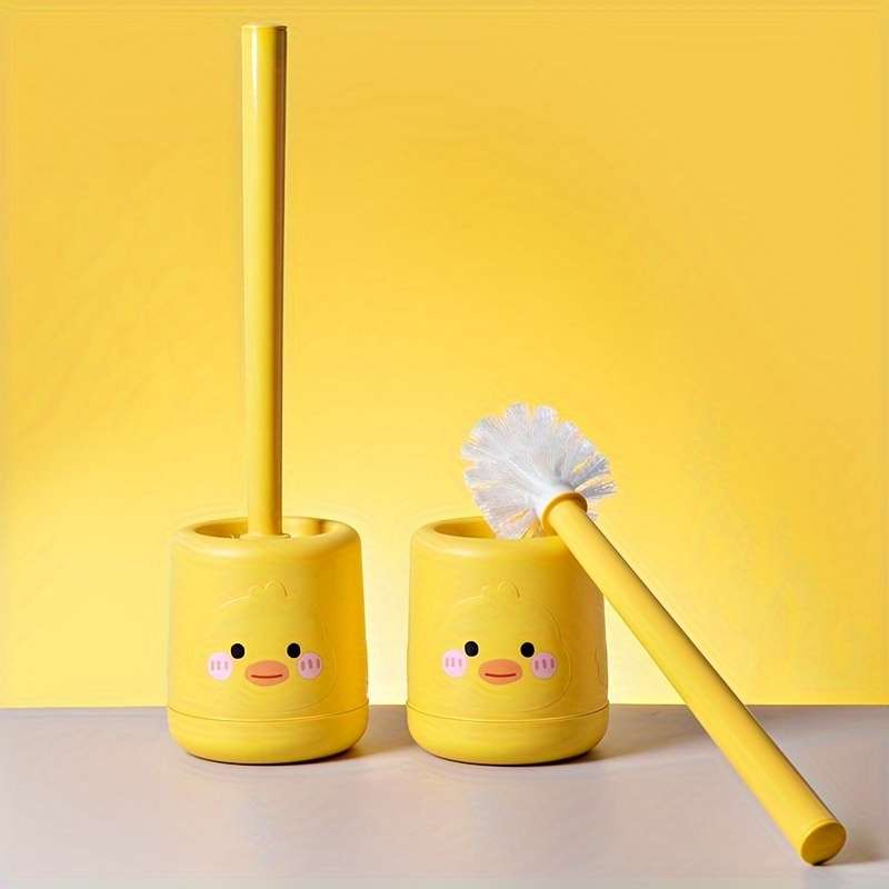 Cute Yellow Duck Silicone Toilet Brush Set