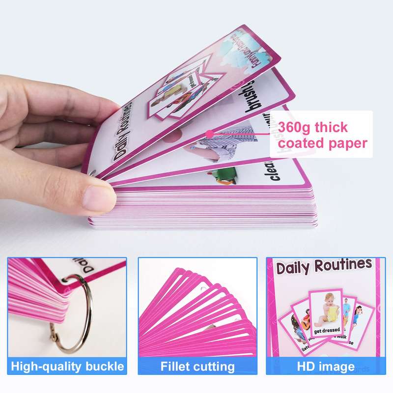 44pcs Daily Routines Flash Cards Set - Educational Learning Pocket Cards For Youngsters