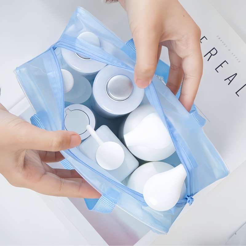 5-Pack Foldable Water-Resistant Pvc Cosmetic Bags
