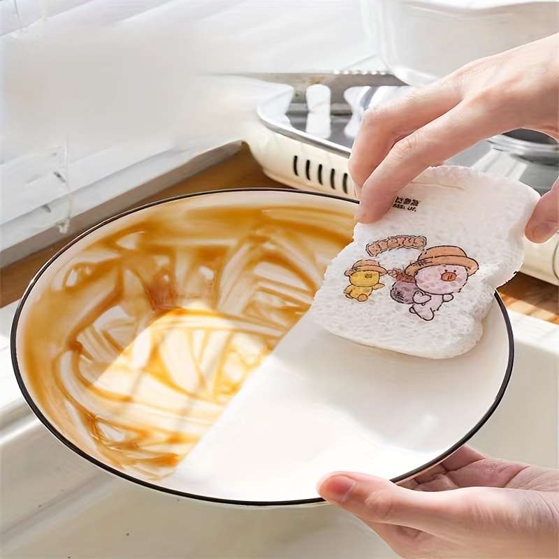 Buy 4 Get 1 Free - Wood Pulp Dishcloth Non-Stick Oil Kitchen Dish Sponge Wipe