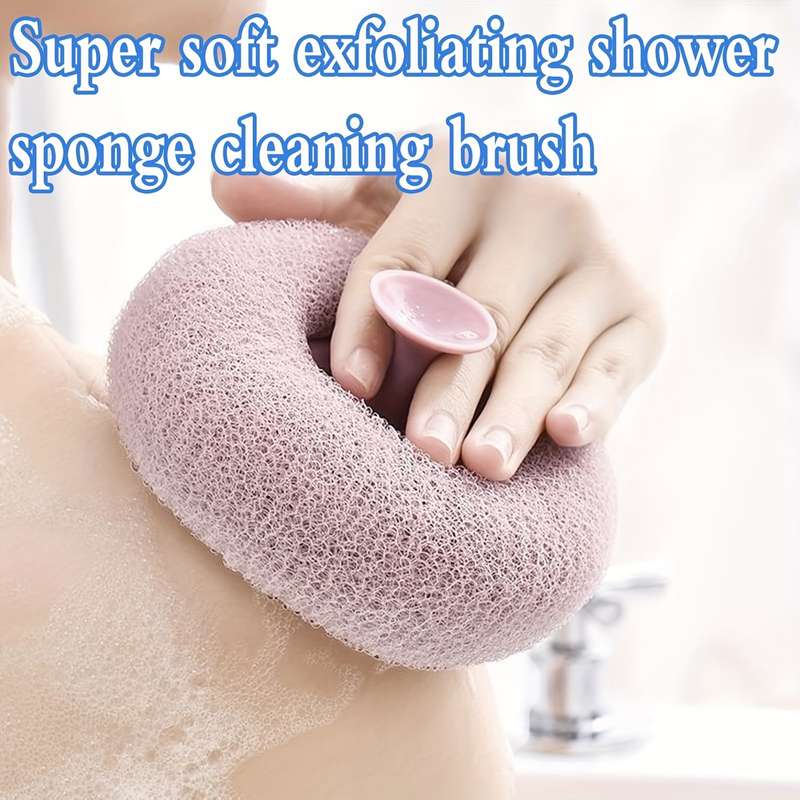 Exfoliating Shower Brush With Suction Cup - Massage Bath Sponge Bal