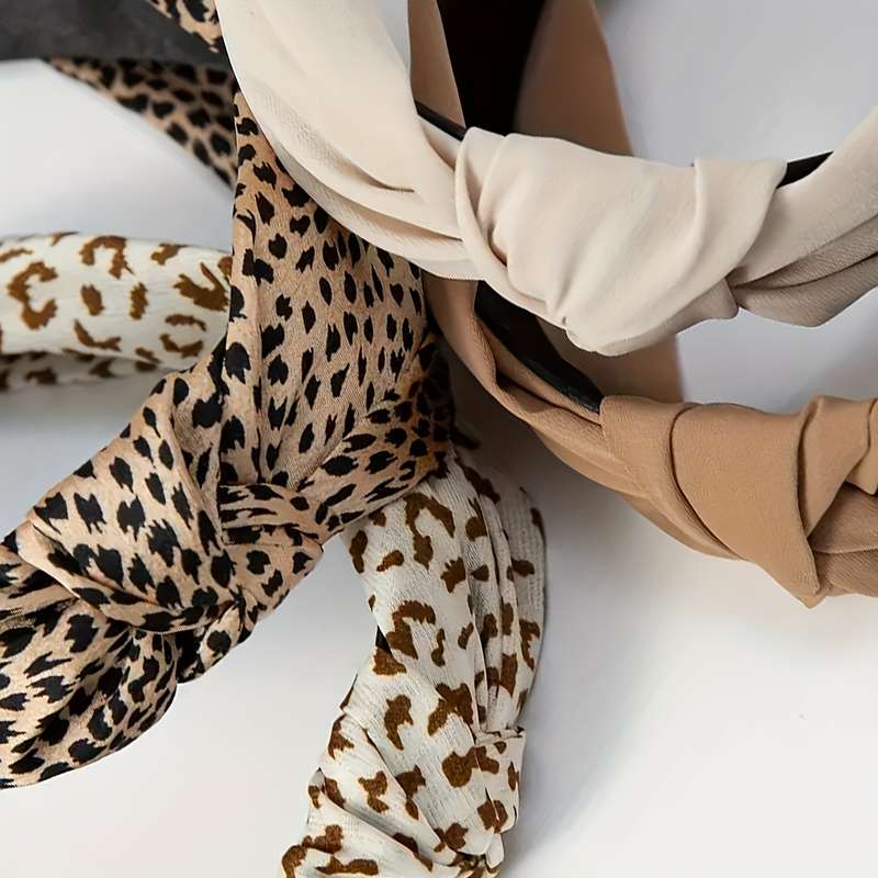 4Pcs Elegant Leopard Print Fabric Hairbands