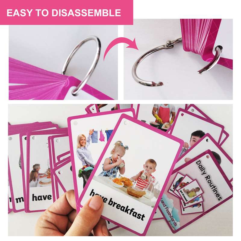 44pcs Daily Routines Flash Cards Set - Educational Learning Pocket Cards For Youngsters
