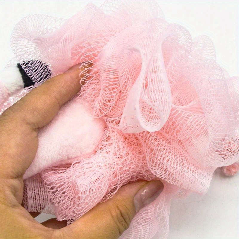 Flamingo-Shaped Exfoliating Loofah Puffs, Soft Spa Shower Bath Scrubber Sponges