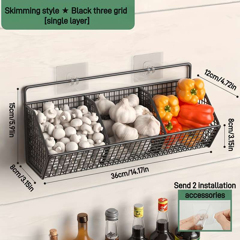 1pc Wall-Mounted Kitchen Storage Basket