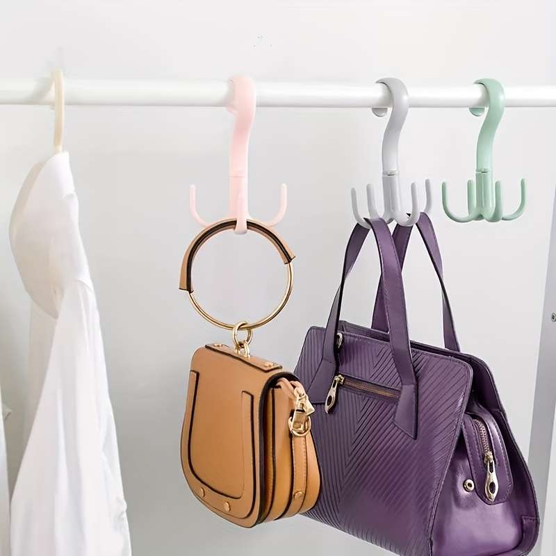 4pcs 360-Degree Rotatable Four-Claw Hook For Wardrobe And Tie Drying