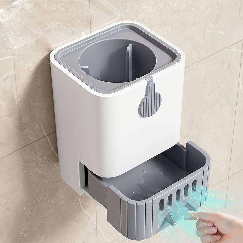 Space-Saving Wall-Mounted Toilet Brush Set With Long Handle - Soft Silicone Bristles,