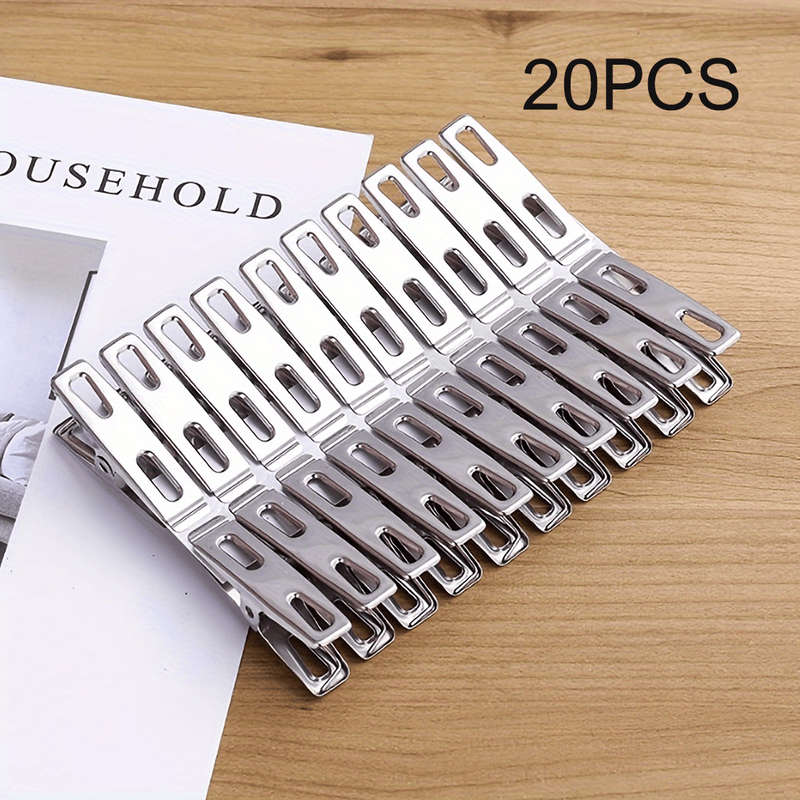 20pcs Durable Stainless Steel Clothespins Set