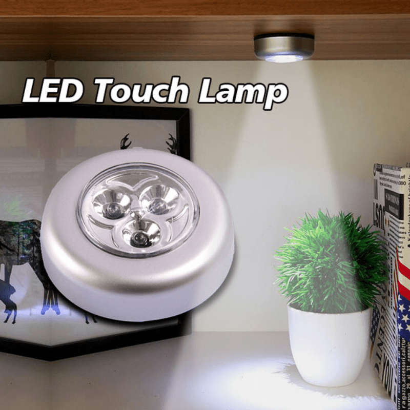 3 Led Touch Light Round, Stick-On Cabinet Night Light