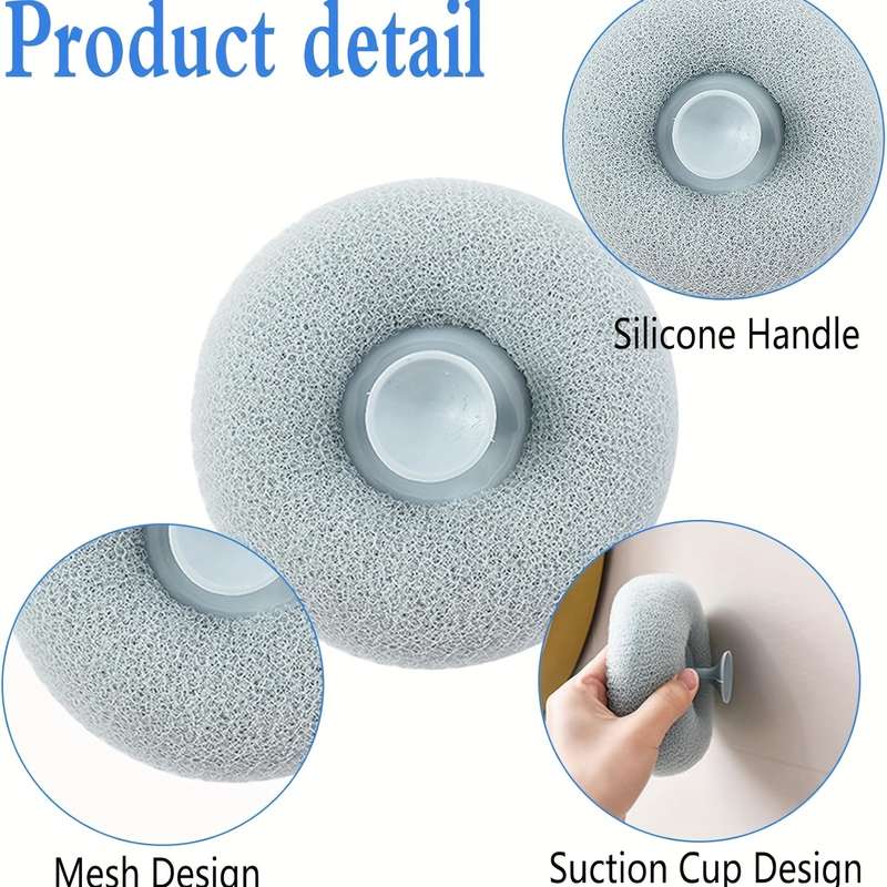 Exfoliating Shower Brush With Suction Cup - Massage Bath Sponge Bal