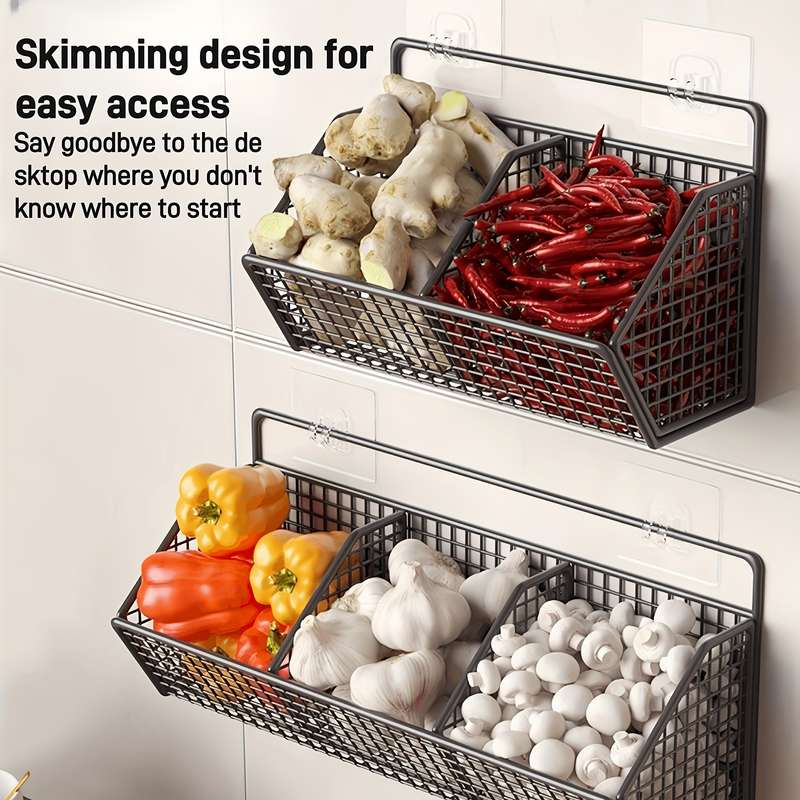 1pc Wall-Mounted Kitchen Storage Basket