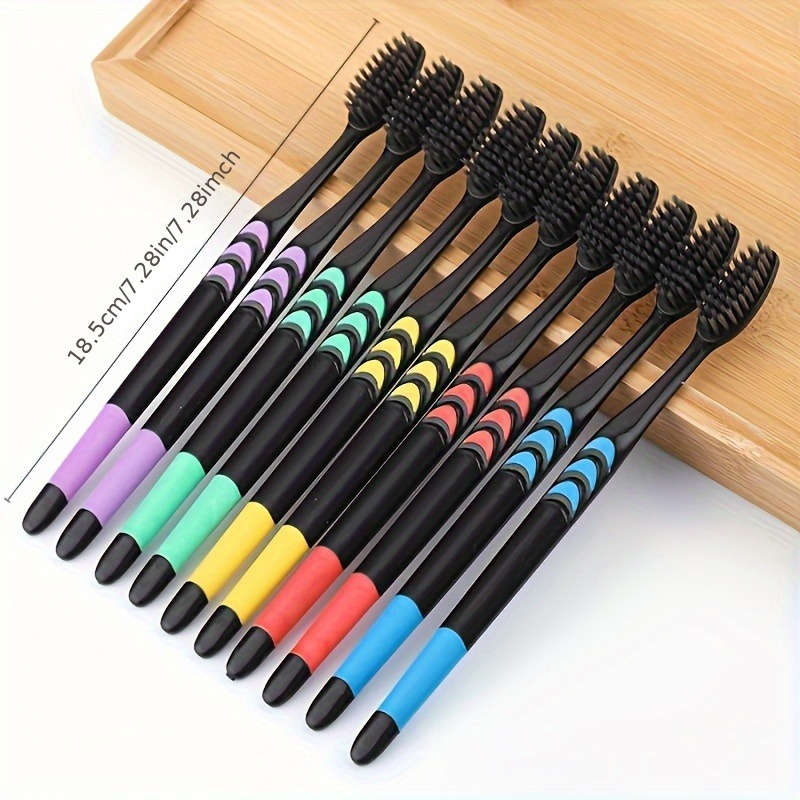 10pcs Multicolor Soft Bamboo Charcoal Toothbrushes
