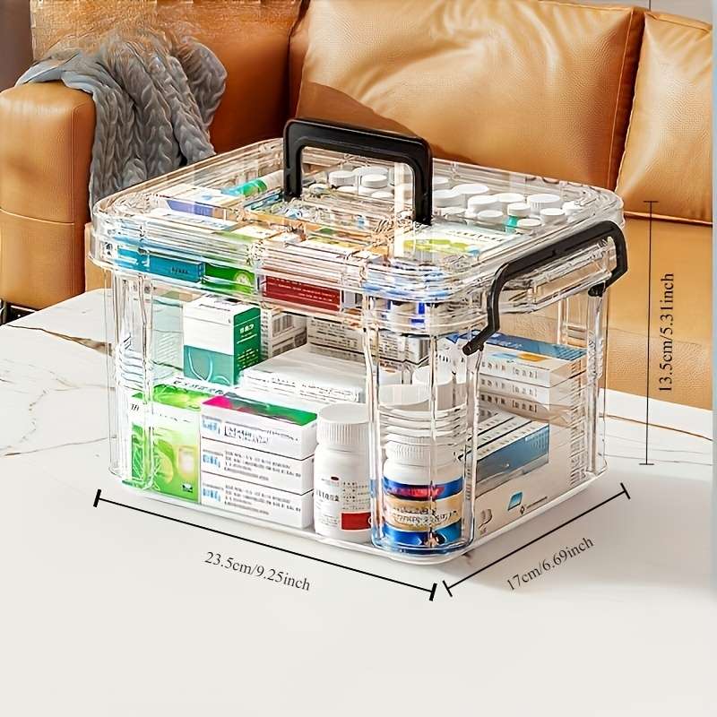 1pc, Large Capacity Double-Layer Medicine Organizer Box