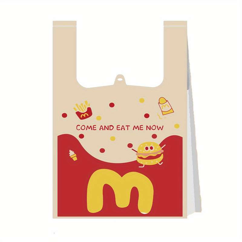 40pcs Cute Hamburger Print Disposable Trash Bags - High-Quality
