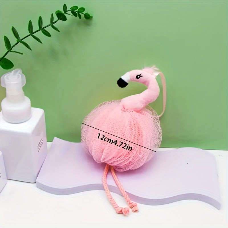 Flamingo-Shaped Exfoliating Loofah Puffs, Soft Spa Shower Bath Scrubber Sponges