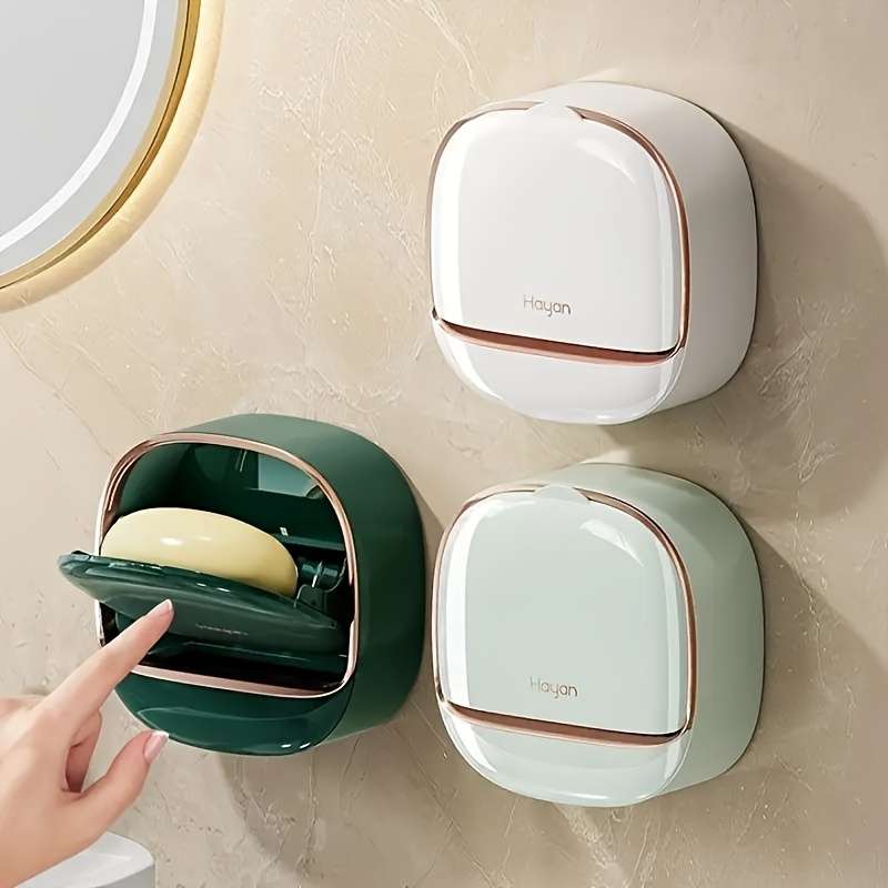 Easy-Install Wall-Mounted Soap Dish With Lid