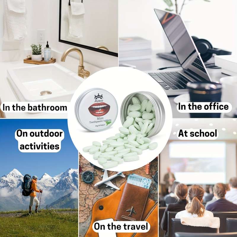 50 Tablets All-Efficient Travel Mint Toothpaste Chewable Tablets