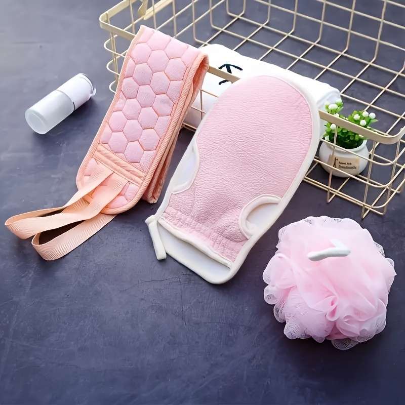 3pcs Bathing Set: Exfoliating Towel