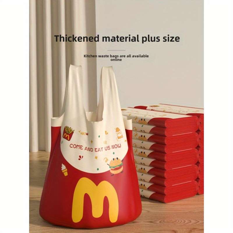 40pcs Cute Hamburger Print Disposable Trash Bags - High-Quality