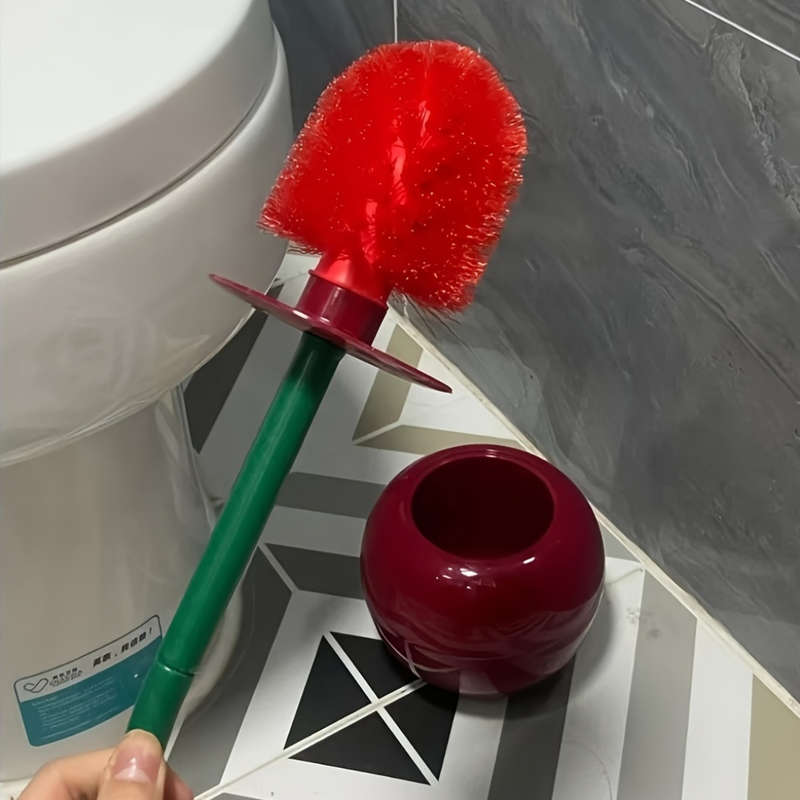 1 Set Novelty Cherry-Shaped Plastic Toilet Brush With Holder