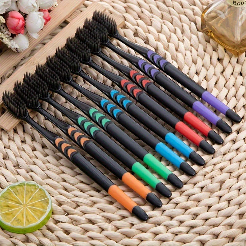 10pcs Multicolor Soft Bamboo Charcoal Toothbrushes