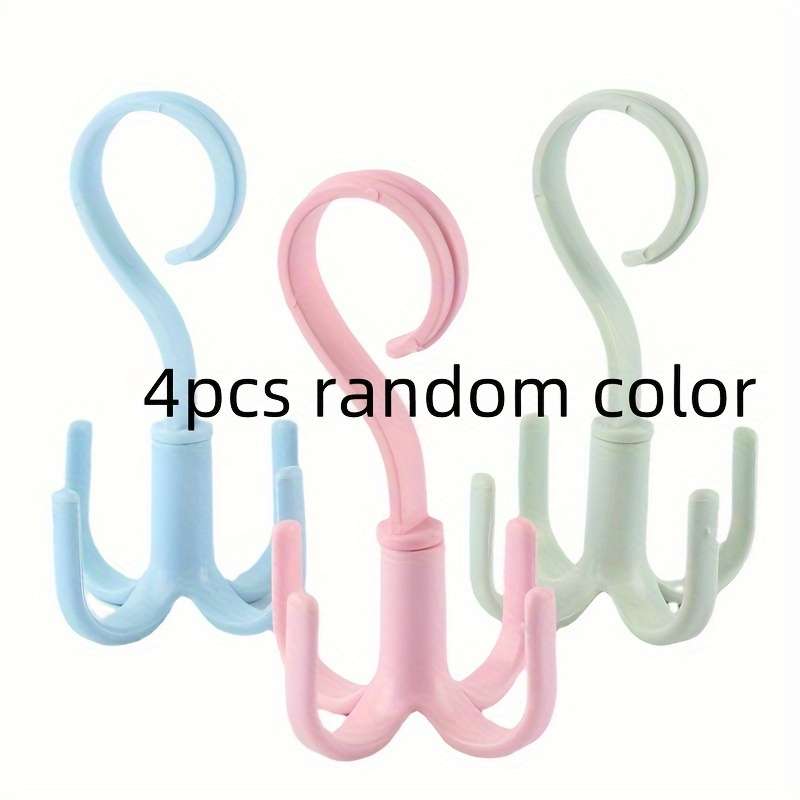 4pcs 360-Degree Rotatable Four-Claw Hook For Wardrobe And Tie Drying