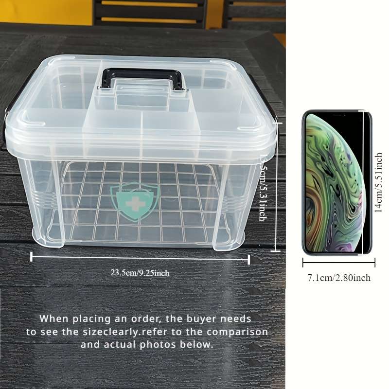 1pc, Large Capacity Double-Layer Medicine Organizer Box