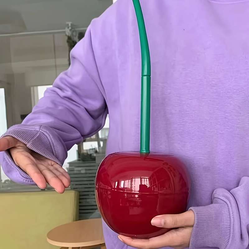 1 Set Novelty Cherry-Shaped Plastic Toilet Brush With Holder