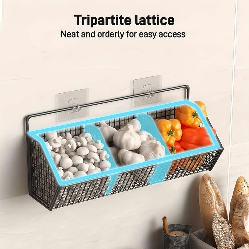 1pc Wall-Mounted Kitchen Storage Basket